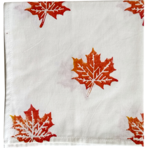 Maple Leaf Block Printed Napkin(Set of 6)